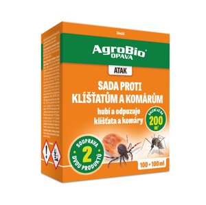 AgroBio OPAVA ATAK - Sada proti klíšťatům a komárům 100+100 ml účinně vypudí klíšťata ze zahrady