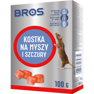 Bros - parafínové bloky na myši a potkany 100 g Jed na potkany a myši odolnéý proti vlhkosti a plísním
