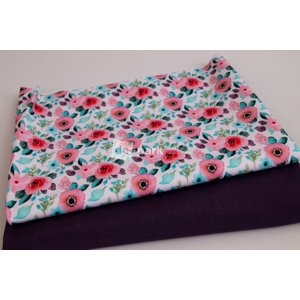 Balíček č.1182 - Zimní softshell  - Akvarelové květy