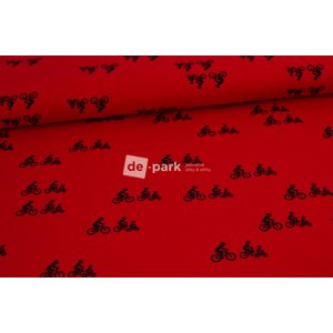DESIGNED BY DE-PARK - Úplet - KOLEKCE CYKLISTI - červená - 337 - šíře 140 cm