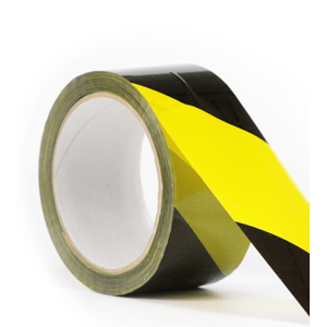 Páska šrafovaná - černožlutá bezpečnostní PP pravostranné šrafování - 50 mm x 66 m - Kód: 00525