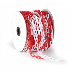 Plastový řetěz pro ohraničení červenobílý Délka 10 m, oko: ⌀ 6 mm (41 x 21 mm), kód: 13705