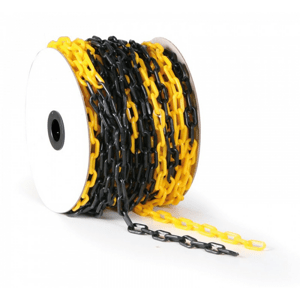 Plastový řetěz pro ohraničení žlutočerný 1 m žlutočerný, velikost oka 50 x 26 mm, ⌀ 8 mm - Kód: 16918