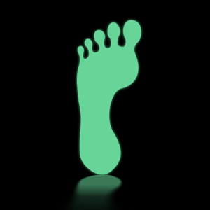 Samolepící protiskluzové fotoluminiscenční stopy Samolepící protiskluzová fotoluminiscenční levá stopa (250 mm x 110 mm) kód: 24623