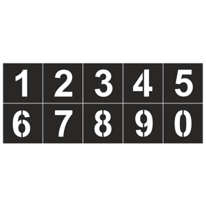Sada - šablony číslic "0-9" vodorovné značení Sada - šablony číslic "0-9" vodorovné značení, 235 x 235 mm, výška číslice: 160 mm, Kód: 24933