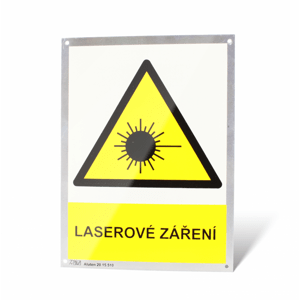 Plechová tabulka "Laserové záření" Plech, 150 x 200 mm, tl. 1 mm - Kód: 25057