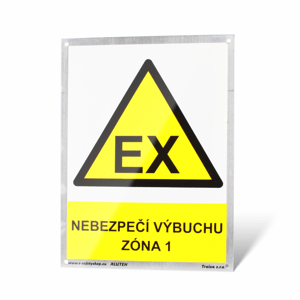 Plechová tabulka "EX - Nebezpečí výbuchu - zóna 1" Plech, 150 x 200 mm, tl. 1 mm - Kód: 25062