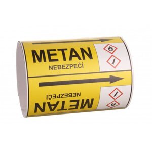 Páska na značení potrubí Signus M25 - METAN Samolepka 100 x 77 mm, délka 1,5 m, Kód: 25809