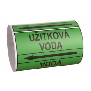 Páska na značení potrubí Signus M25 - UŽITKOVÁ VODA Samolepka 100 x 77 mm, délka 1,5 m, Kód: 25912