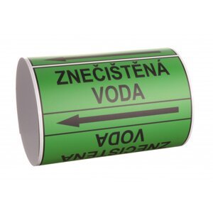 Páska na značení potrubí Signus M25 - ZNEČIŠTĚNÁ VODA Samolepka 100 x 77 mm, délka 1,5 m, Kód: 25927
