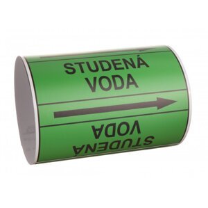 Páska na značení potrubí Signus M25 - STUDENÁ VODA Samolepka 130 x 100 mm, délka 1,5 m, Kód: 26009