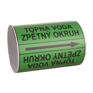 Páska na značení potrubí Signus M25 - TOPNÁ VODA ZPĚTNÝ OKRUH Samolepka 130 x 100 mm, délka 1,5 m, Kód: 26015