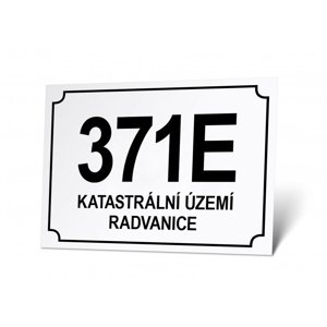 Domovní číslo - EVIDENČNÍ EVIDENČNÍ Domovní číslo, 20 x 14 cm, plech tl. 0,32 mm, Kód: 26524
