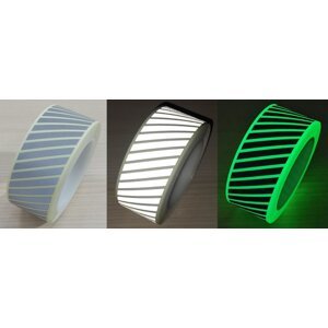 Zažehlovací fotoluminiscenční páska s retroreflexními plochami  / vzor šrafování Prodej na metry, šíře 50 mm x 1 m - Kód: 27315