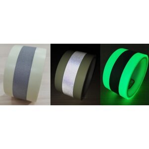 Zažehlovací fotoluminiscenční páska s retroreflexními plochami / vzor pás 2cm Prodej na metry, šíře 50 mm x 1 m - Kód: 27317