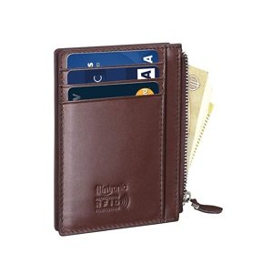 Flintronic mini kožená peněženka s RFID ochranou - Hnědá se zipem