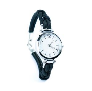 Dámské korkové hodinky eco-friendly - Splétané, černé