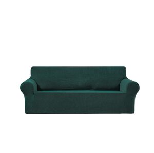 Univerzální napínací potah na pohovku - Tmavě zelený Fleece, trojmístná sedačka