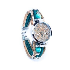 Dámské korkové hodinky eco-friendly - Cara, tyrkysové