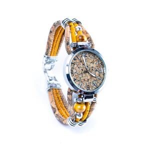Dámské korkové hodinky eco-friendly - Cara, žluté