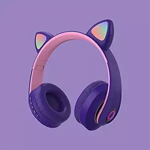 Zaparkorun Bezdrátová LED sluchátka Cat Ears - Fialová