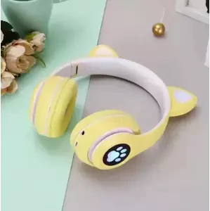 Zaparkorun Bezdrátová LED sluchátka Cat Ears - žlutá