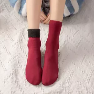 Zaparkorun Hřejivé ponožky s kožíškem - červené