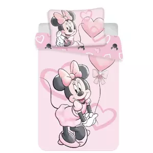 JERRY FABRICS Bavlněné povlečení do postýlky - Minnie Pink Heart Baby - 100 x 135 - Jerry Fabrics