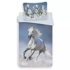 JERRY FABRICS Bavlněné povlečení - Horses White - 140 x 200 - Jerry Fabrics